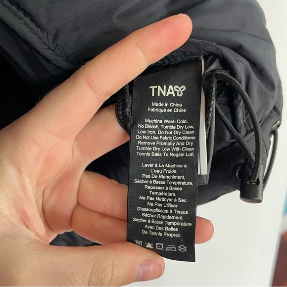 Tna Kanaka Black Puffer Jacket Hooded Zip Up Winter Coat Goose Down Feather S - Picture 10 of 11